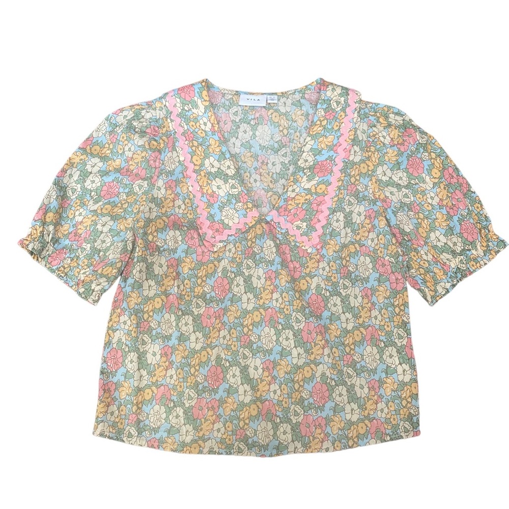 Vila Pastel Floral Blouse